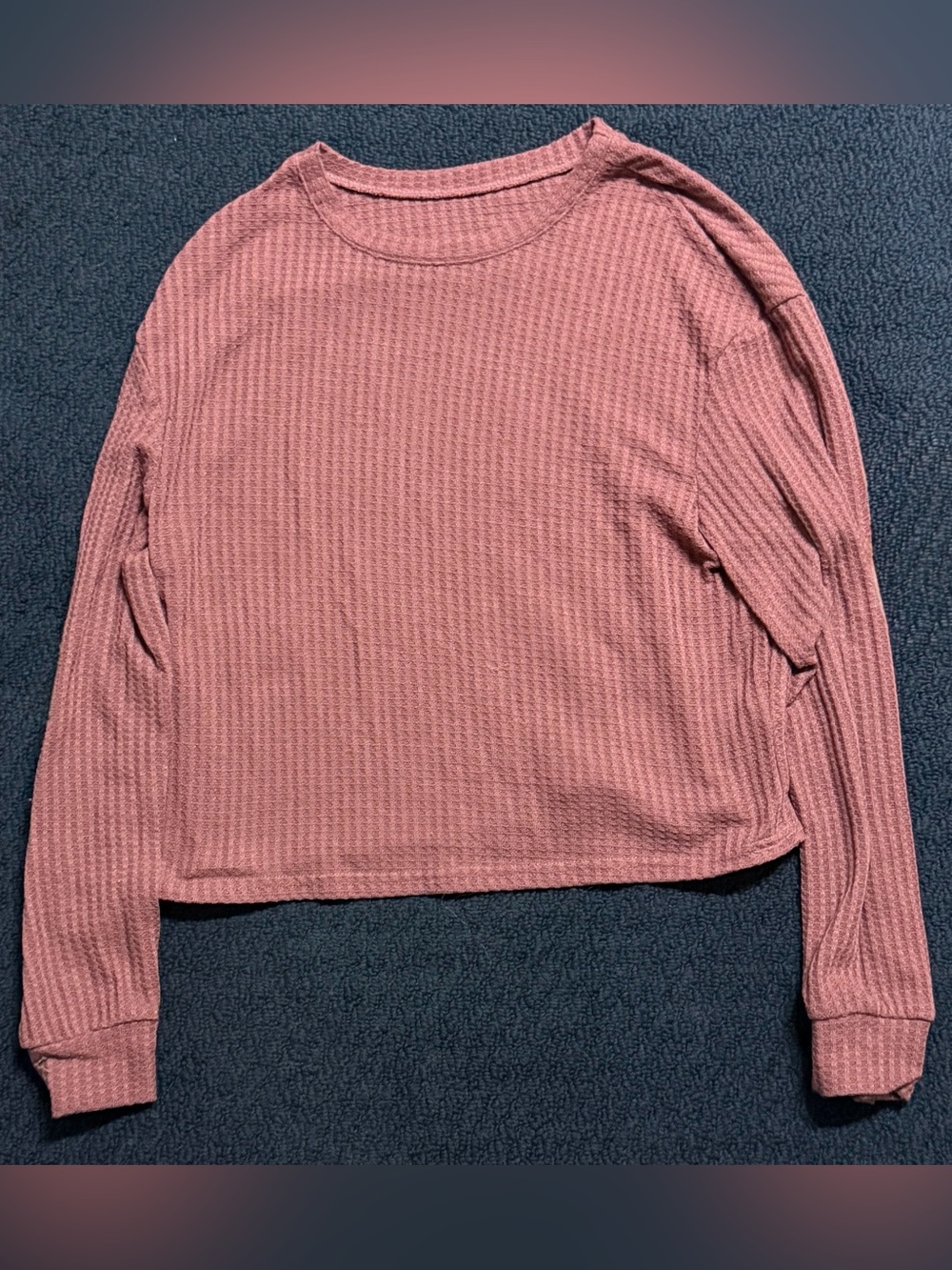 Women's Long-Sleeve Waffle Tee in Dusty Rose - Picture 1 of 3